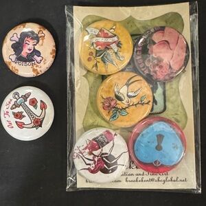 Vintage Tattoo-Inspired Button Set